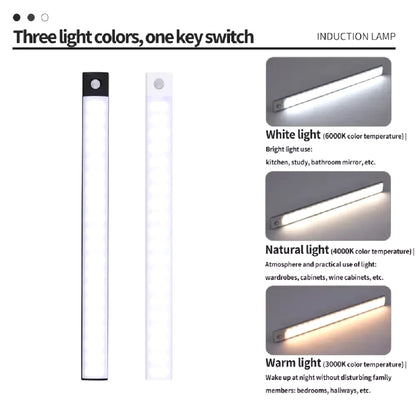 LED Cabinet Light USB Type-C Rechargeable Motion Sensor Led Lamp for Kitchen Wardrobe Cabinet Lighting 20Cm/30Cm/40Cm/50Cm/60Cm